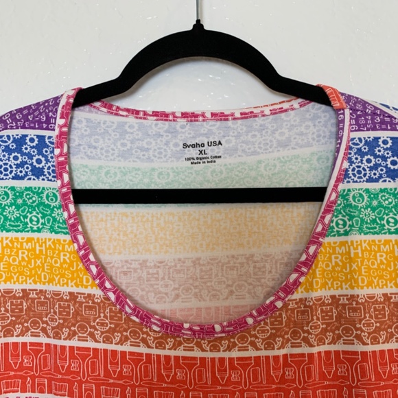 Svaha USA Steam Rainbow Twirl Dress XL Pockets Organic Cotton Teacher Math Artsy - Picture 3 of 15